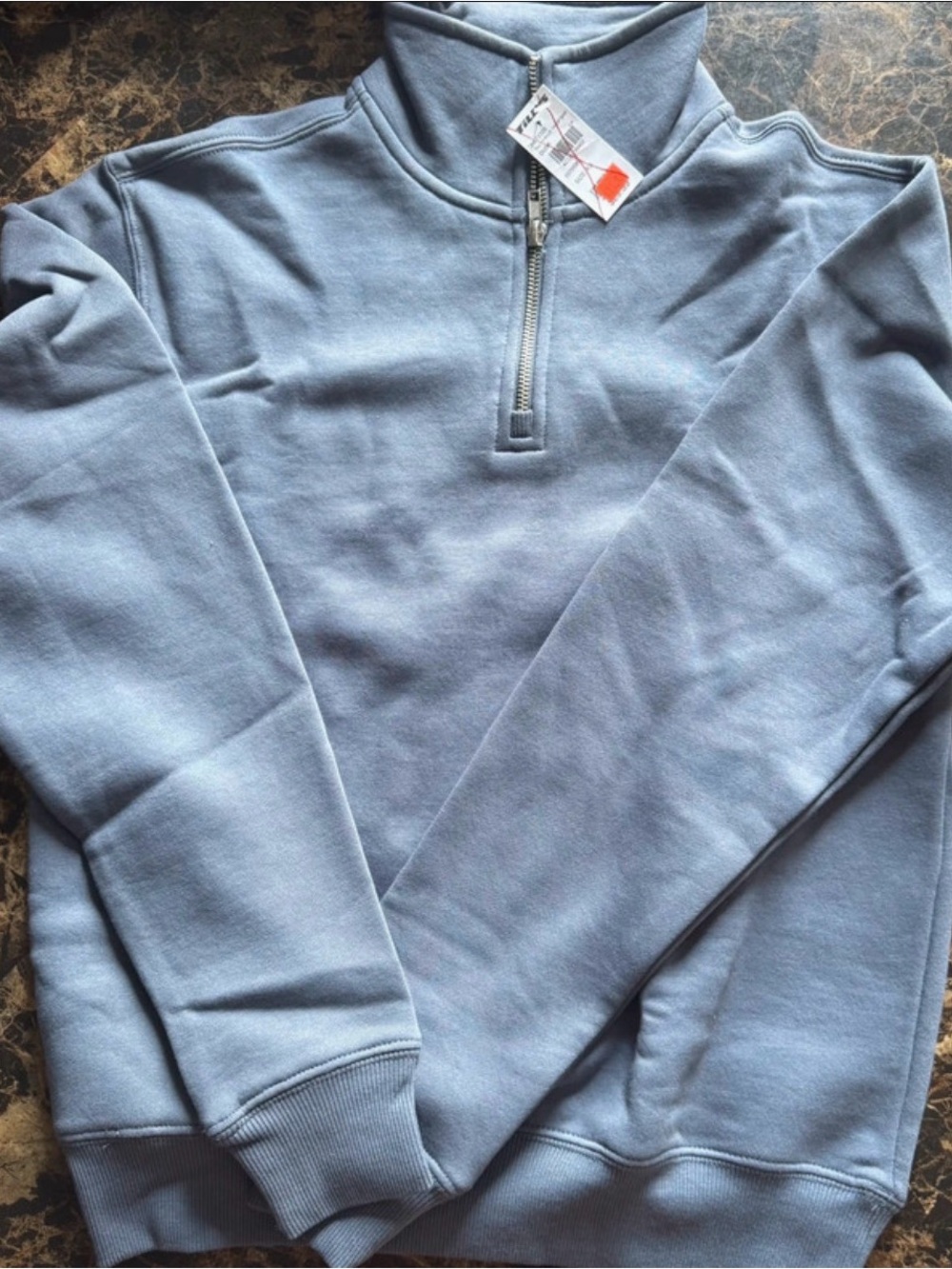 Tilly's Men's Light Blue Quarter-Zip Sweatshirt